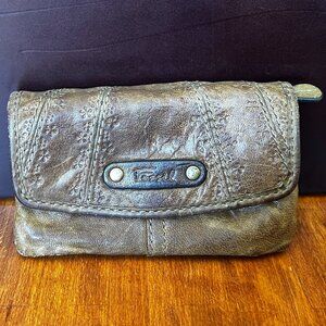 Fossil Army Green/Brown Boho Leather Wallet